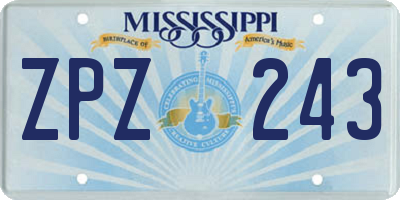 MS license plate ZPZ243