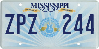 MS license plate ZPZ244