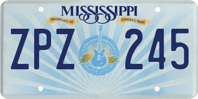 MS license plate ZPZ245