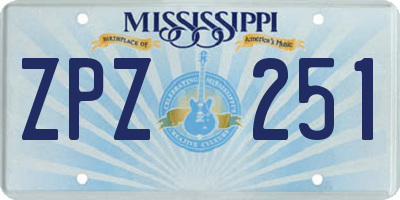 MS license plate ZPZ251