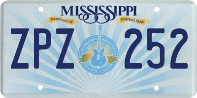 MS license plate ZPZ252