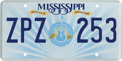 MS license plate ZPZ253