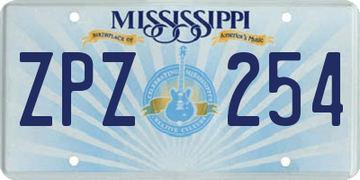 MS license plate ZPZ254