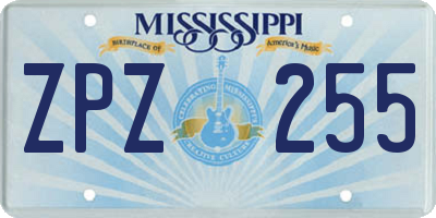 MS license plate ZPZ255
