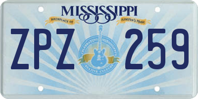 MS license plate ZPZ259