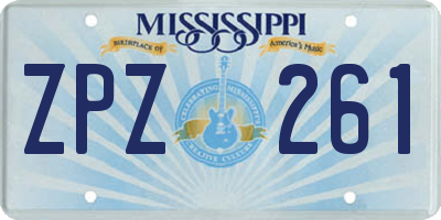 MS license plate ZPZ261