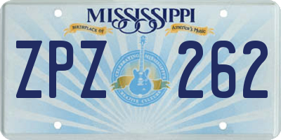 MS license plate ZPZ262