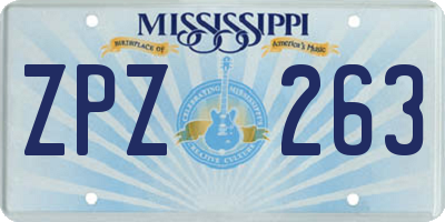 MS license plate ZPZ263