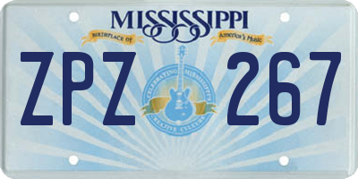 MS license plate ZPZ267