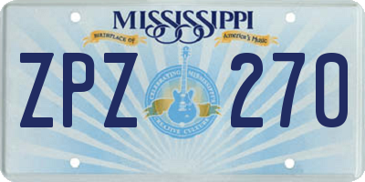 MS license plate ZPZ270