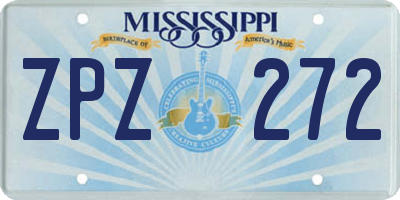 MS license plate ZPZ272