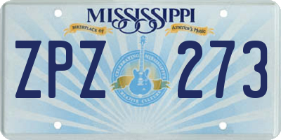 MS license plate ZPZ273