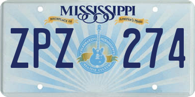 MS license plate ZPZ274