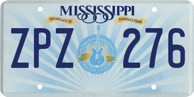 MS license plate ZPZ276