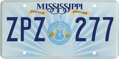 MS license plate ZPZ277