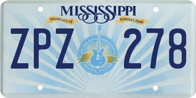 MS license plate ZPZ278