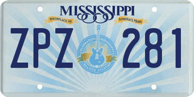 MS license plate ZPZ281
