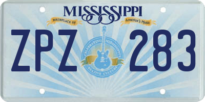 MS license plate ZPZ283