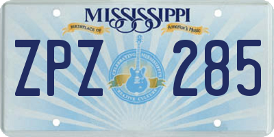MS license plate ZPZ285