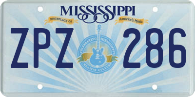 MS license plate ZPZ286