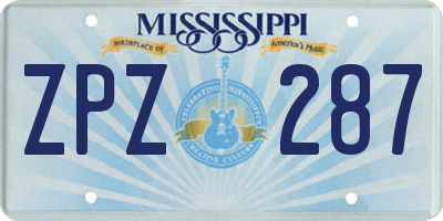 MS license plate ZPZ287