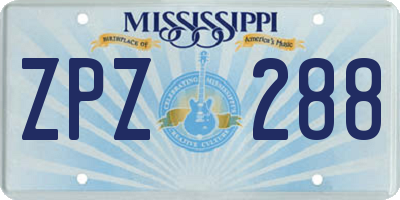 MS license plate ZPZ288