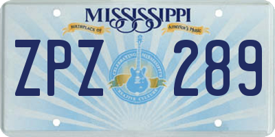 MS license plate ZPZ289