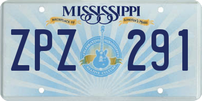MS license plate ZPZ291