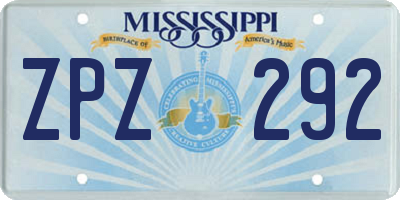 MS license plate ZPZ292
