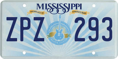 MS license plate ZPZ293