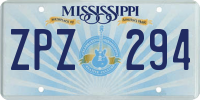 MS license plate ZPZ294