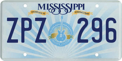MS license plate ZPZ296