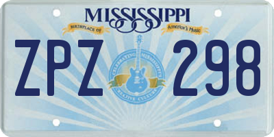 MS license plate ZPZ298