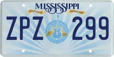 MS license plate ZPZ299