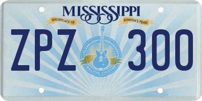 MS license plate ZPZ300