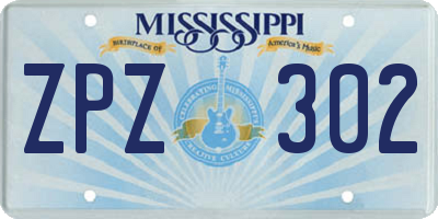 MS license plate ZPZ302