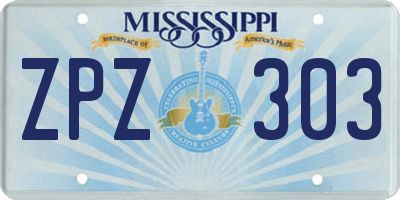 MS license plate ZPZ303