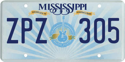MS license plate ZPZ305