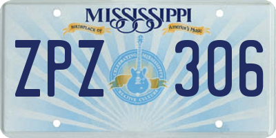 MS license plate ZPZ306