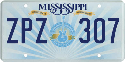 MS license plate ZPZ307