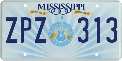 MS license plate ZPZ313