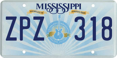 MS license plate ZPZ318