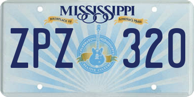 MS license plate ZPZ320