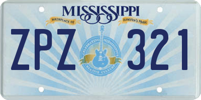MS license plate ZPZ321