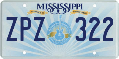 MS license plate ZPZ322