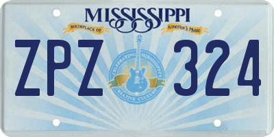 MS license plate ZPZ324