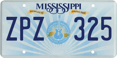 MS license plate ZPZ325
