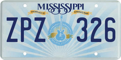MS license plate ZPZ326