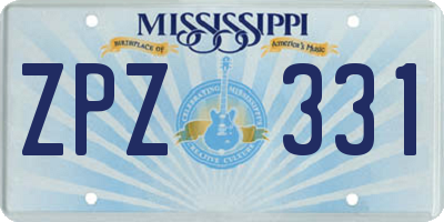 MS license plate ZPZ331