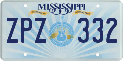 MS license plate ZPZ332